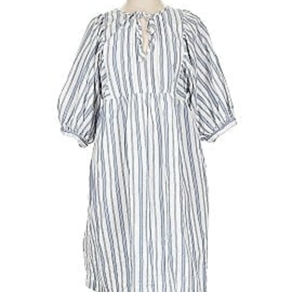 Universal Thread White and Gray Puff Sleeve Mini Sundress